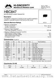 HBC847 datasheet pdf Hi-Sincerity Microelectronics