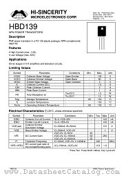 HBD139 datasheet pdf Hi-Sincerity Microelectronics