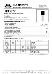 HBD677 datasheet pdf Hi-Sincerity Microelectronics