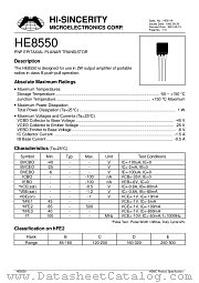 HE8550 datasheet pdf Hi-Sincerity Microelectronics
