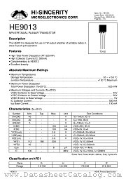 HE9013 datasheet pdf Hi-Sincerity Microelectronics