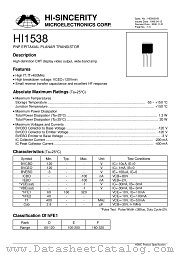 HI1538 datasheet pdf Hi-Sincerity Microelectronics