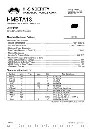 HMBTA13 datasheet pdf Hi-Sincerity Microelectronics