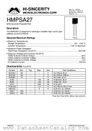 HMPSA27 datasheet pdf Hi-Sincerity Microelectronics