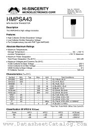HMPSA43 datasheet pdf Hi-Sincerity Microelectronics