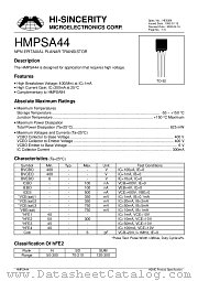HMPSA44 datasheet pdf Hi-Sincerity Microelectronics