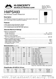 HMPSA93 datasheet pdf Hi-Sincerity Microelectronics