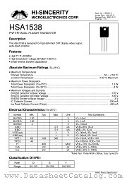 HSA1538 datasheet pdf Hi-Sincerity Microelectronics