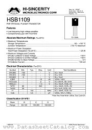 HSB1109 datasheet pdf Hi-Sincerity Microelectronics
