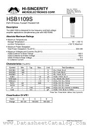 HSB1109S datasheet pdf Hi-Sincerity Microelectronics