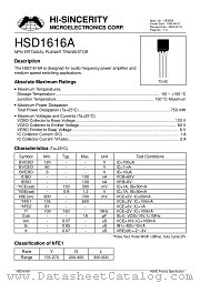 HSD1616A datasheet pdf Hi-Sincerity Microelectronics