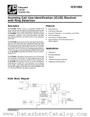ICS1660M datasheet pdf Integrated Circuit Systems