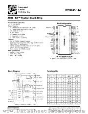 ICS9248YF-114-T datasheet pdf Integrated Circuit Systems