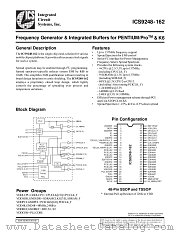 ICS9248-162 datasheet pdf Integrated Circuit Systems
