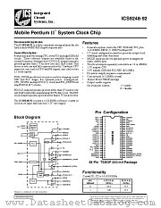 ICS9248YG-92 datasheet pdf Integrated Circuit Systems