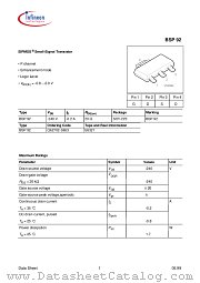 BSP92E6327 datasheet pdf Infineon