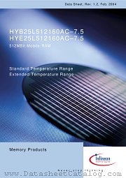 HYE25L512160AC-7.5 datasheet pdf Infineon