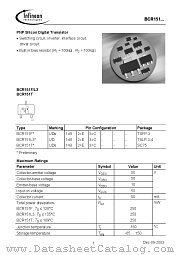 BCR151L3E6327 datasheet pdf Infineon