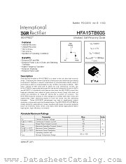HFA15TB60STRL datasheet pdf International Rectifier
