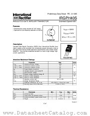 IRGPH40S datasheet pdf International Rectifier