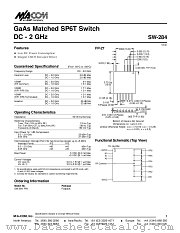 SW-284 datasheet pdf Tyco Electronics