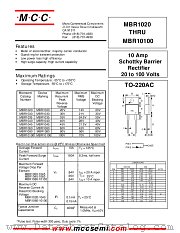 MBR1020 datasheet pdf Micro Commercial Components