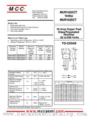 MUR1605CT datasheet pdf Micro Commercial Components