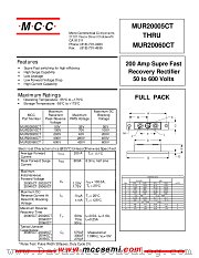 MUR20010CT datasheet pdf Micro Commercial Components