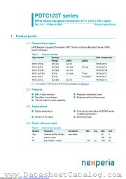 PDTC123TU datasheet pdf Nexperia