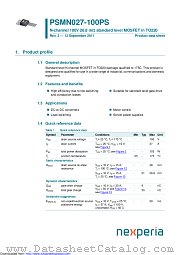 PSMN027-100PS datasheet pdf Nexperia