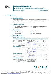 PSMN2R0-60ES datasheet pdf Nexperia