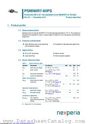 PSMN8R7-80PS datasheet pdf Nexperia