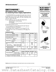 MJE18004-D datasheet pdf ON Semiconductor