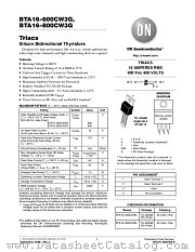 BTA16-600CW3 datasheet pdf ON Semiconductor
