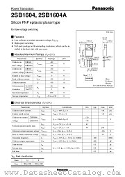 2SB1604A datasheet pdf Panasonic