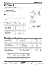 2SD0602 datasheet pdf Panasonic