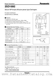 2SD1892 datasheet pdf Panasonic