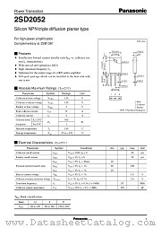 2SD2052 datasheet pdf Panasonic