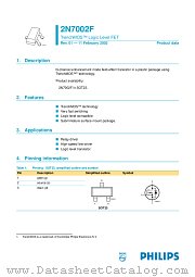 2N7002F datasheet pdf Philips