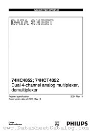74HC4052PW datasheet pdf Philips