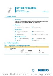 BT1308-400D datasheet pdf Philips
