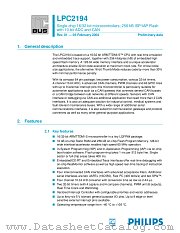 LPC2194 datasheet pdf Philips