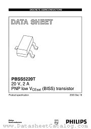 PBSS5220T datasheet pdf Philips