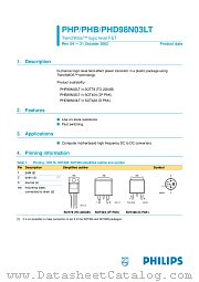 PHB98N03LT datasheet pdf Philips