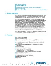 SC16C750IB64 datasheet pdf Philips