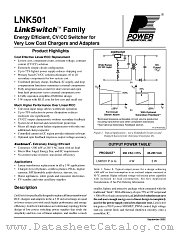 LNK501G datasheet pdf Power Integrations Inc