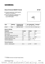 BF997 datasheet pdf Siemens