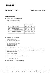 HYB3117800BSJ-70 datasheet pdf Siemens