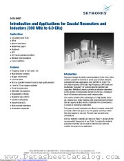 Coaxial Resonators and Inductors (300 MHz to 6.0 GHz) datasheet pdf Skyworks Solutions