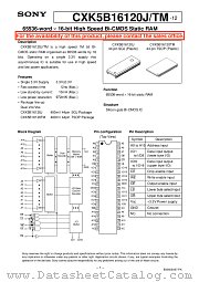 CXK5B16120J/TM-12 datasheet pdf SONY